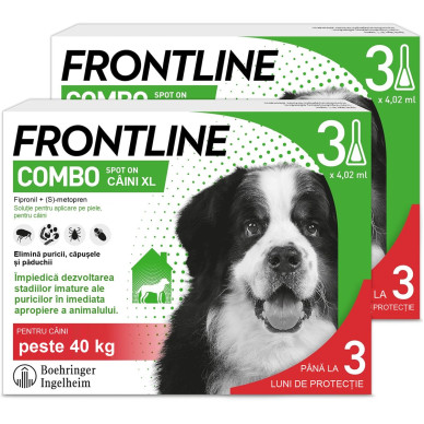 Frontline Combo Spot-On XL – Soluție Antiparazitară Externă pentru Câini de Talie Mare (40–60 kg) – 3 Pipete